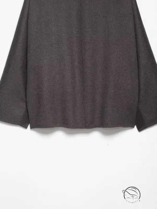 Charcoal gray textured blazer with fur effect neckline and wide lapels