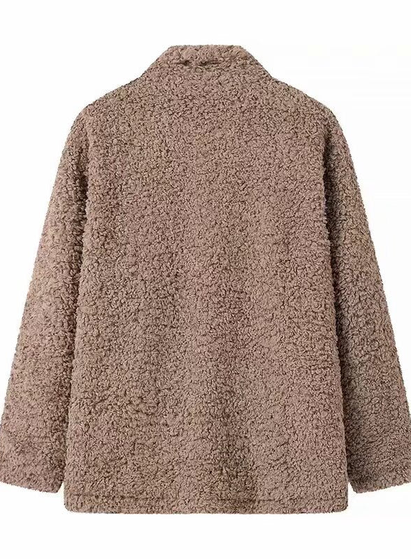 Langry casual big fur terry coat: brown teddy bear fashion ملابس