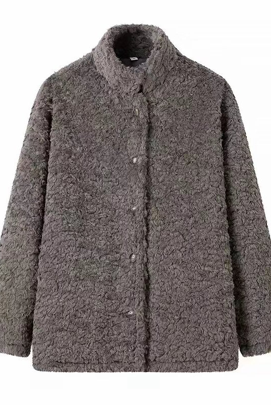 Gray boucle wool jacket in Langry fashion ملابس