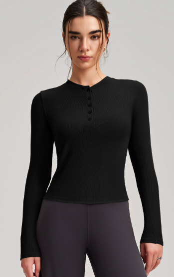Yoga long-sleeved top in black langry fashion ملابس