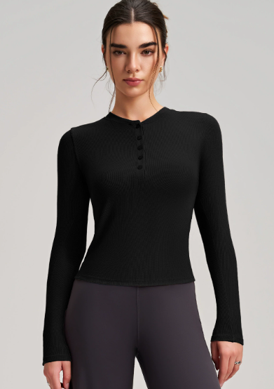 Yoga long-sleeved top in black langry fashion ملابس