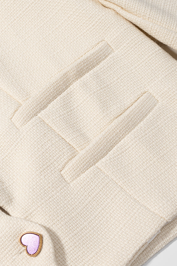 Classic Langry fashion cream cardigan coat with heart buttons