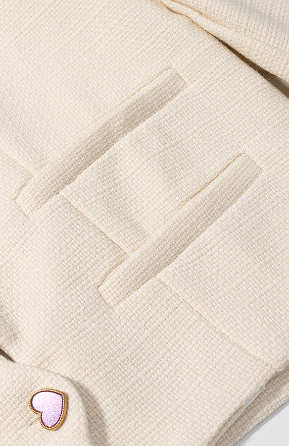 Classic Langry fashion cream cardigan coat with heart buttons