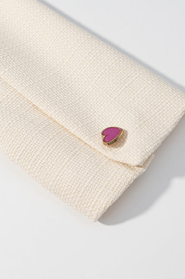 Cream Tweed Headband with Pink Heart Brooch in Langry Fashion Coat