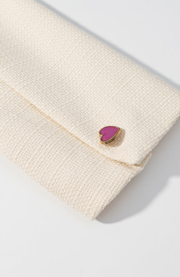 Cream Tweed Headband with Pink Heart Brooch in Langry Fashion Coat