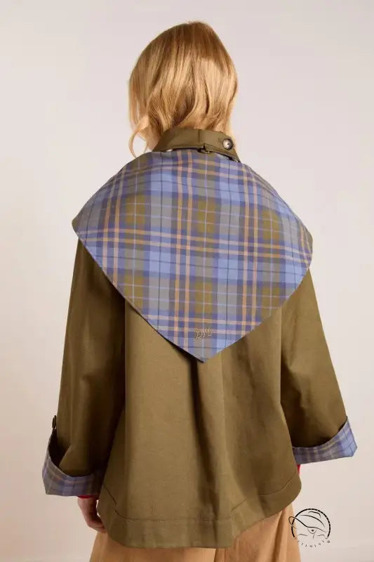 Casual retro Englon plaid double-sided collared scarf coat in langry fashion