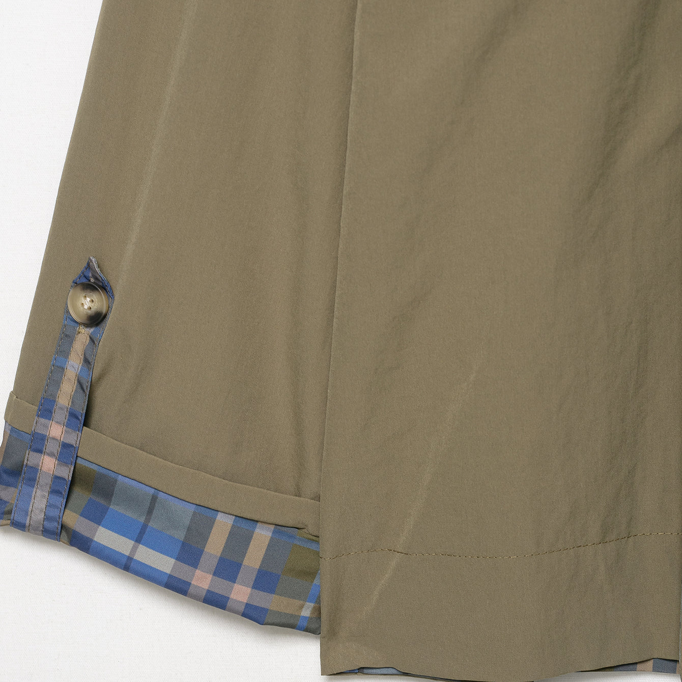 Langry fashion khaki pants with plaid lining and cuff button detail