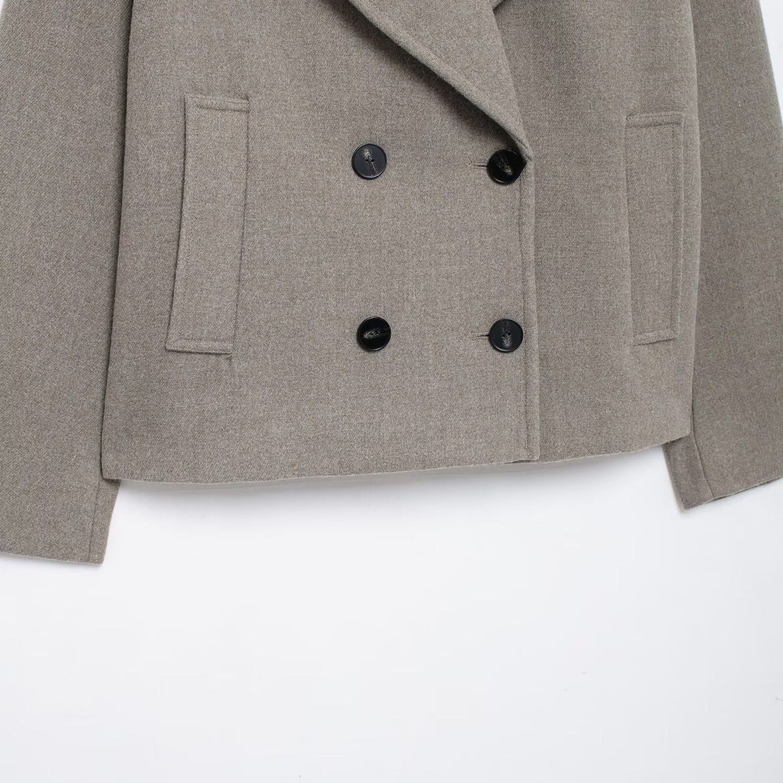 Langry fashion olive green double-breasted blazer coat with black buttons
