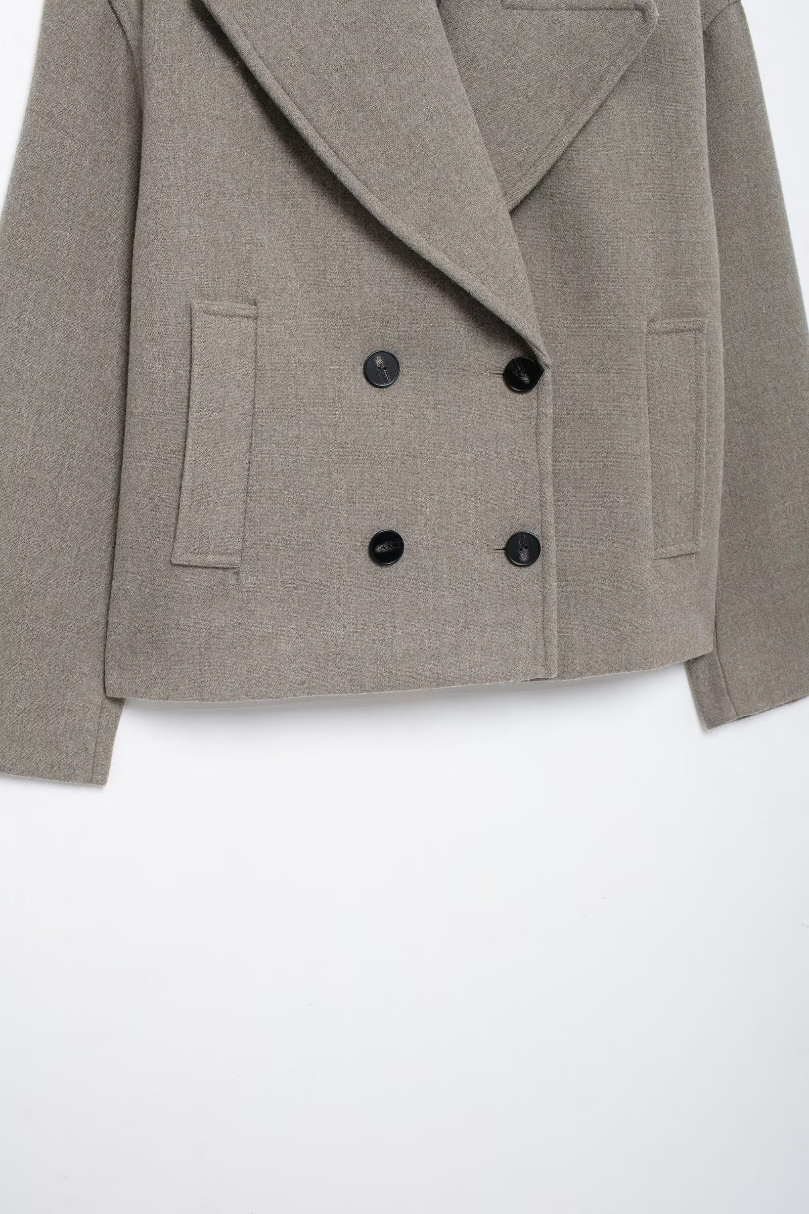 Langry fashion olive green double-breasted blazer coat with black buttons