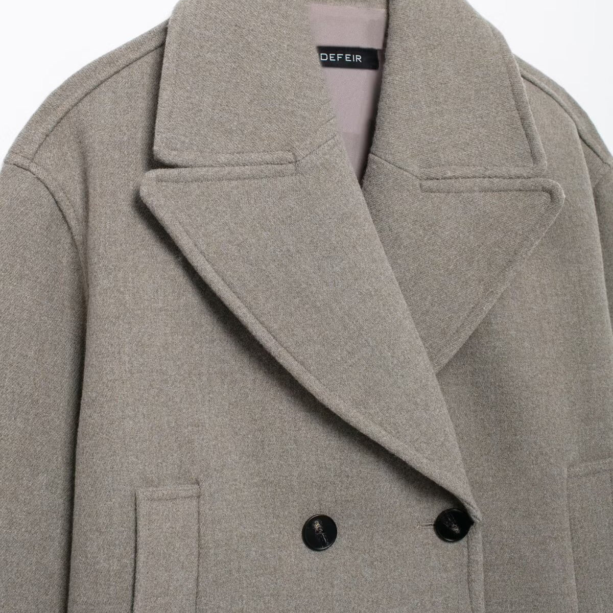 Langry fashion autumn double-breasted wool coat with black buttons