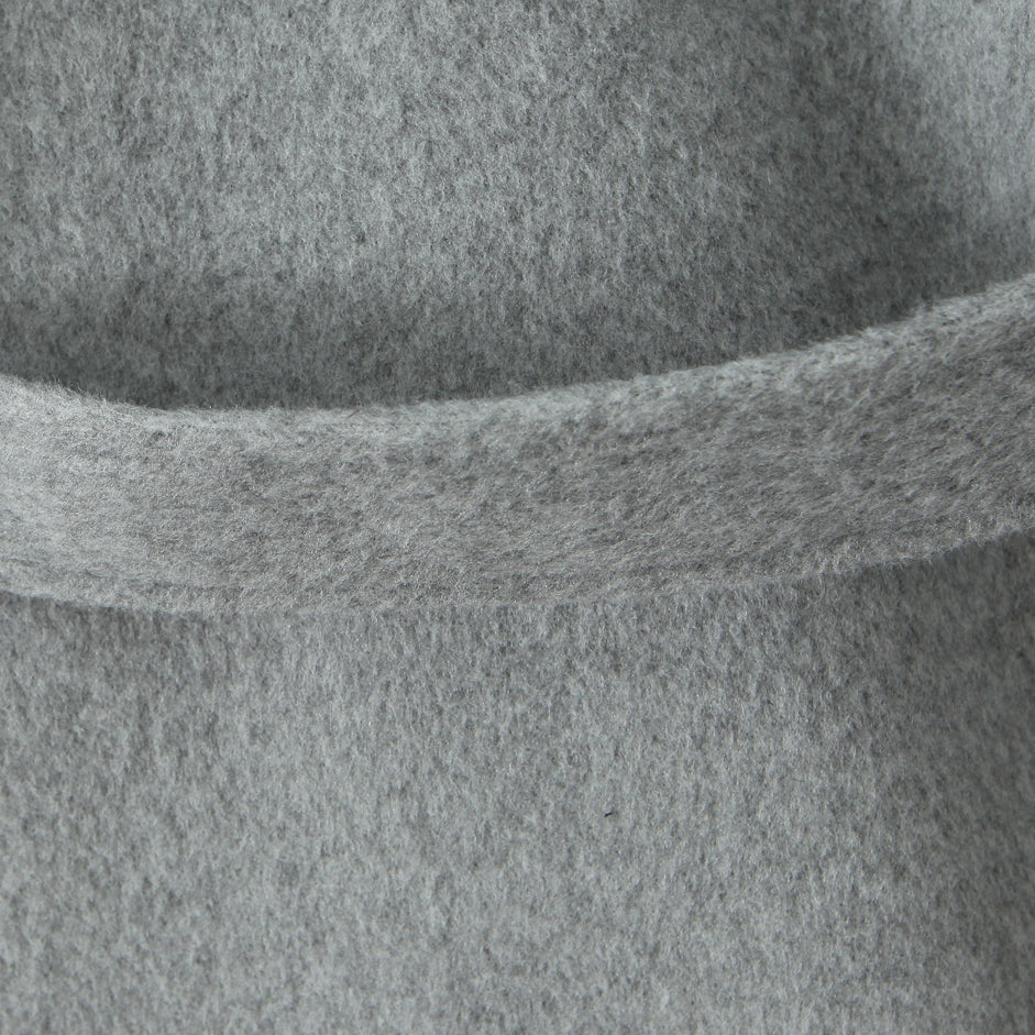 Langry fashion gray wool sweater in hooded overcoat, ribbed details