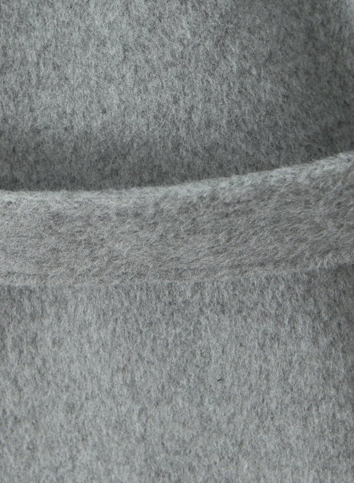 Langry fashion gray wool sweater in hooded overcoat, ribbed details