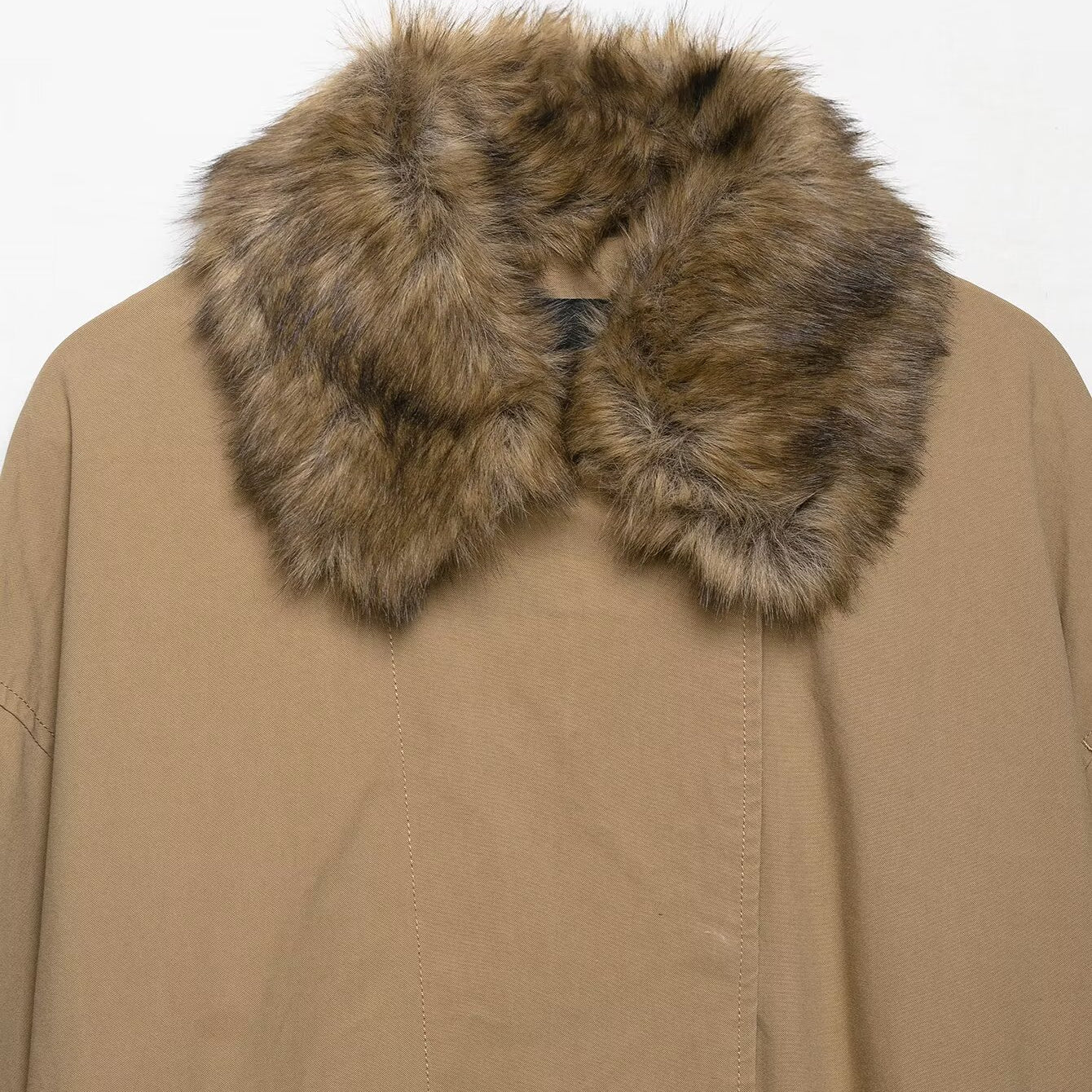 Elegant Langry fur-trimmed beige parka bomber jacket in fashion ملابس