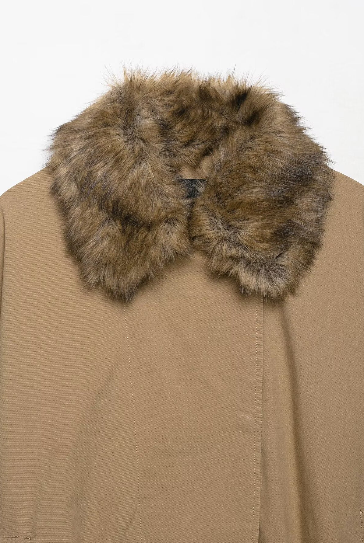 Elegant Langry fur-trimmed beige parka bomber jacket in fashion ملابس