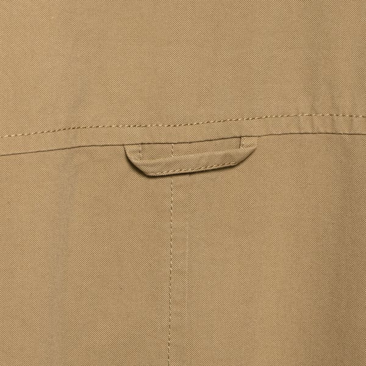 Elegant fur collar bomber jacket with beige canvas utility pocket