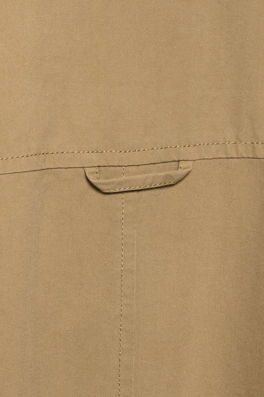 Elegant fur collar bomber jacket with beige canvas utility pocket