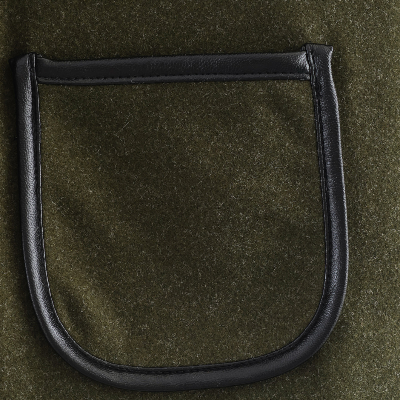 Langry fashion black leather saddle stirrup on cozy woolen coat