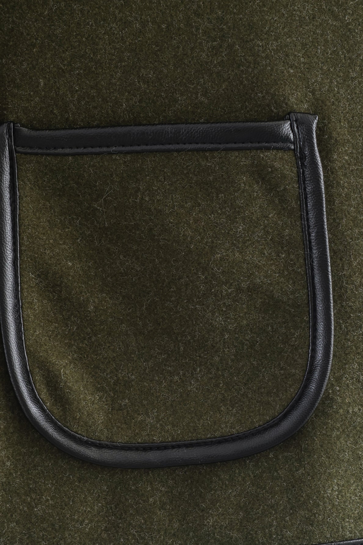 Langry fashion black leather saddle stirrup on cozy woolen coat