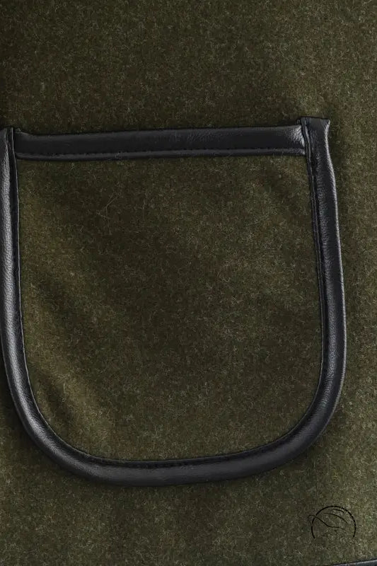 Black leather saddle stirrup on langry fashion coat accessory