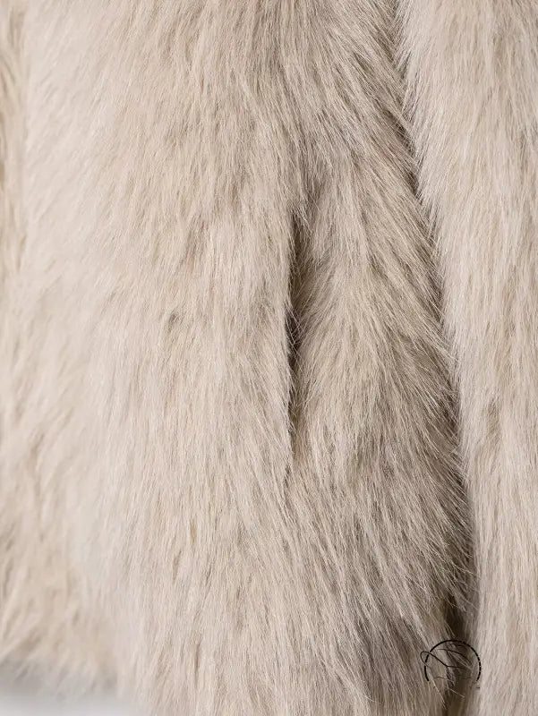 Langry fashionable warm double sided wool jacket in beige faux fur