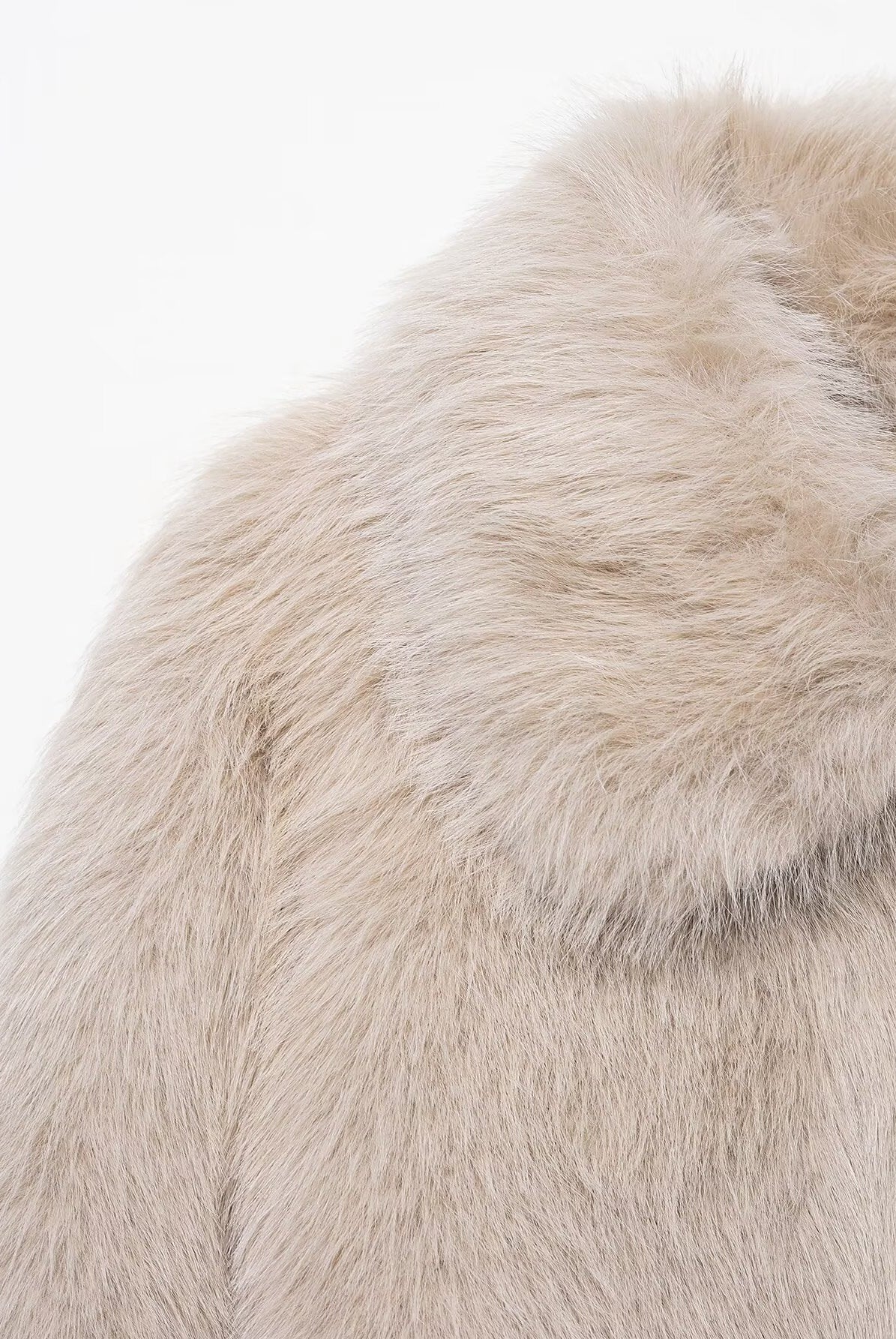 Langry fashion cream faux fur scarf on warm wool jacket