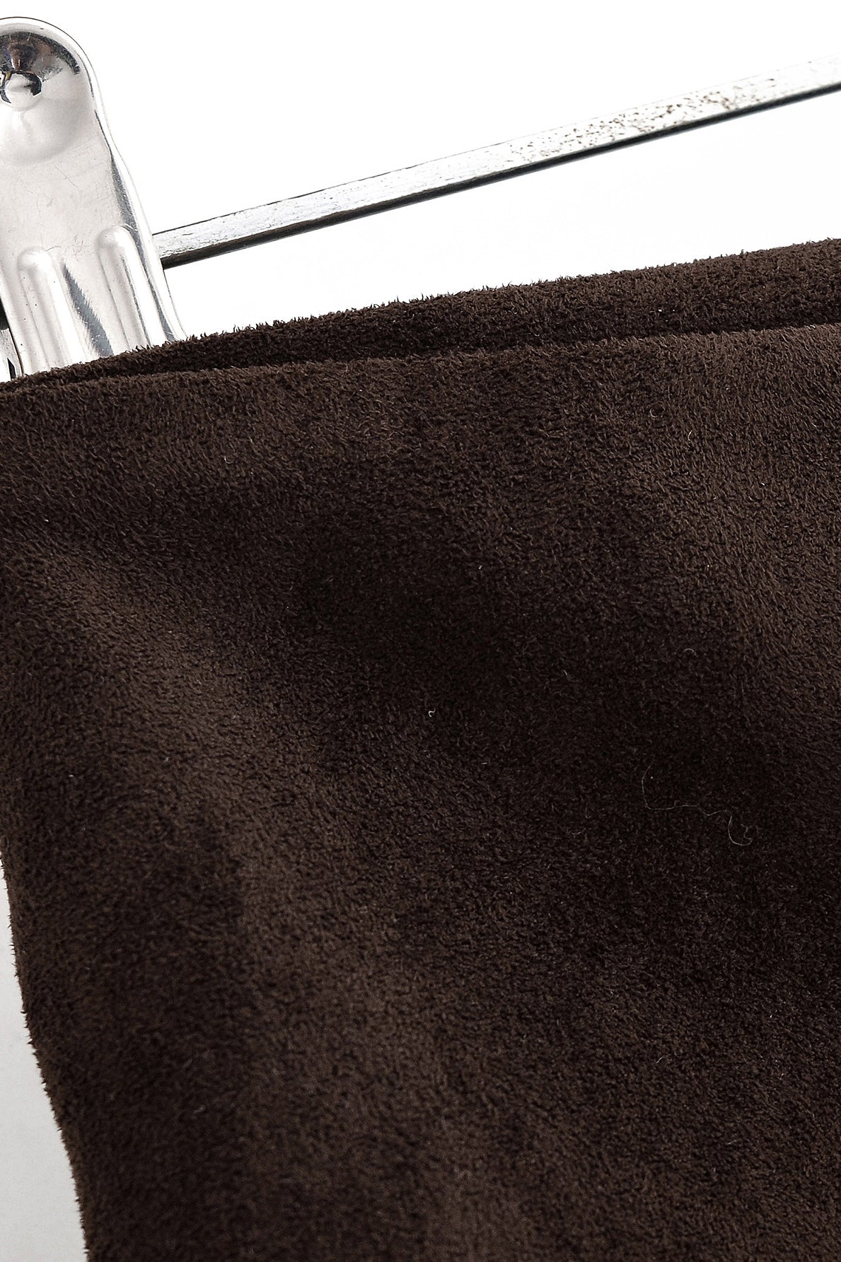 Brown microfiber towel on metal clip hanger for Langry fashion skirt