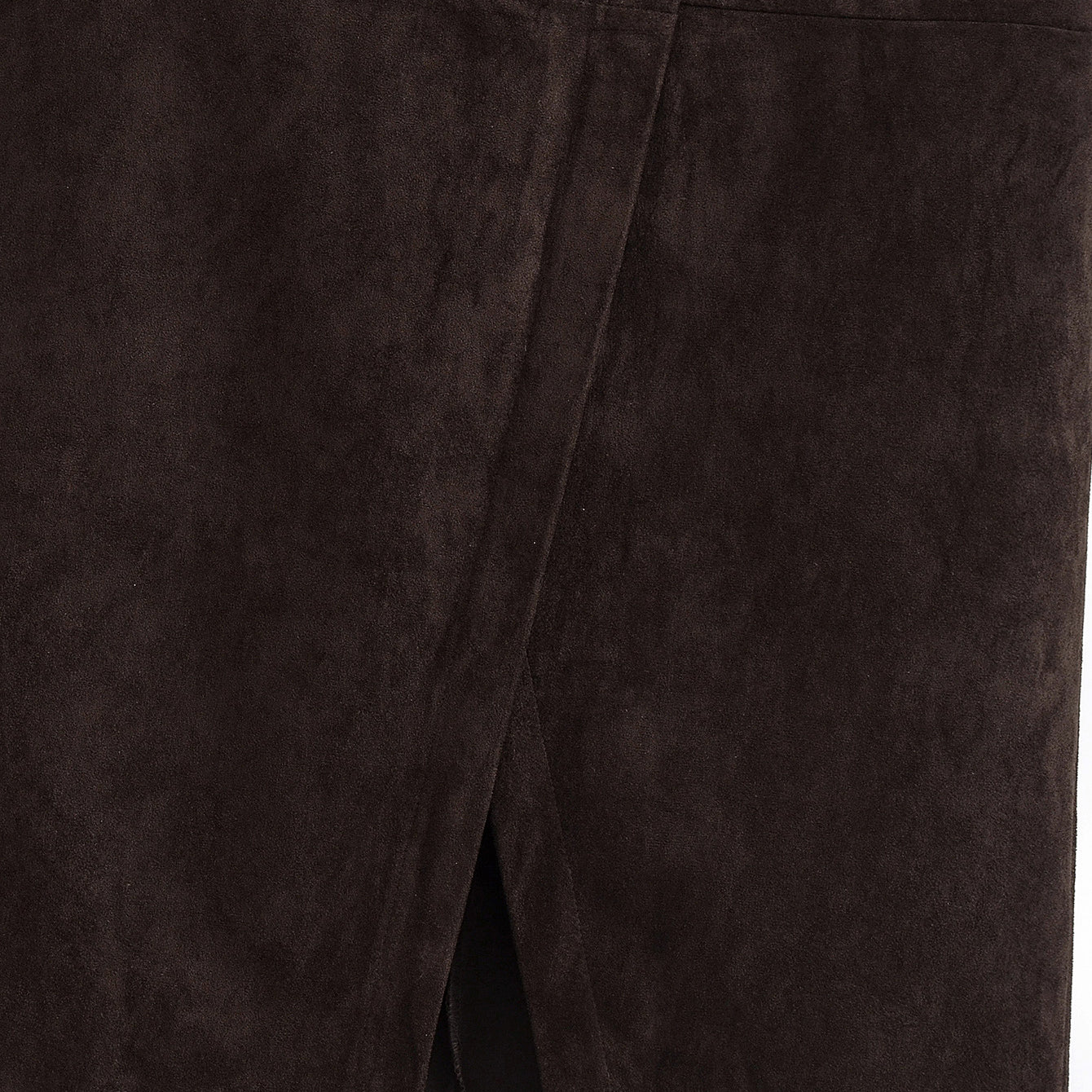 Brown suede langry fashion sheath skirt with front slit and zipper