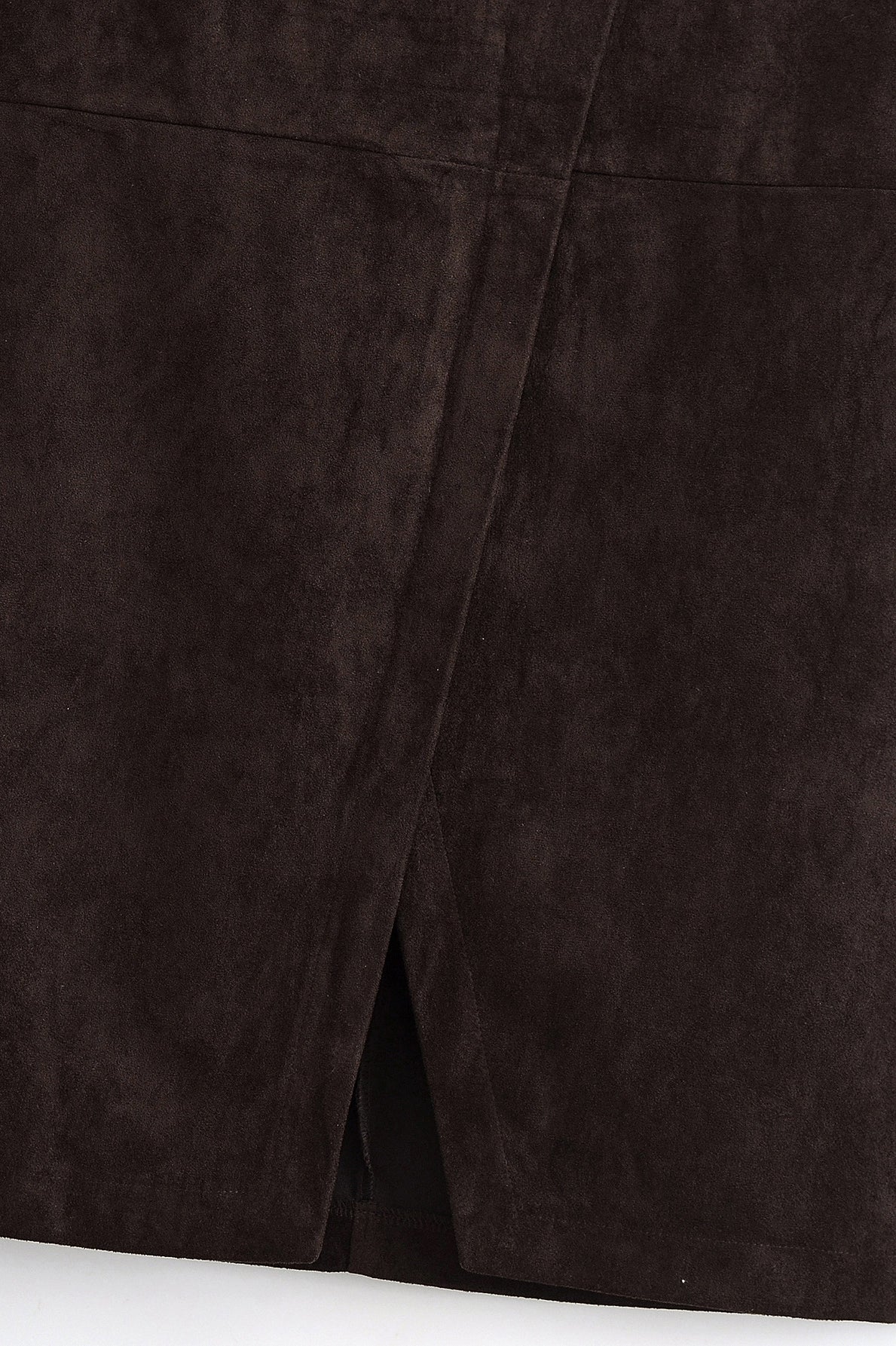 Brown suede langry fashion sheath skirt with front slit and zipper