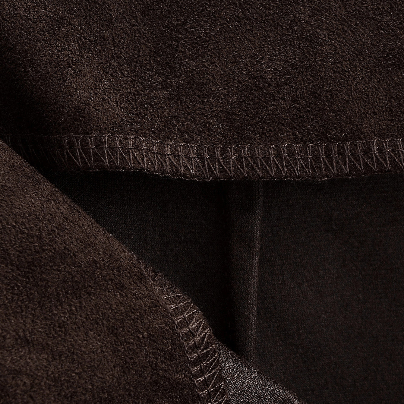 Langry fashion brown fleece-lined jacket with zipper, displayed on sheath skirt