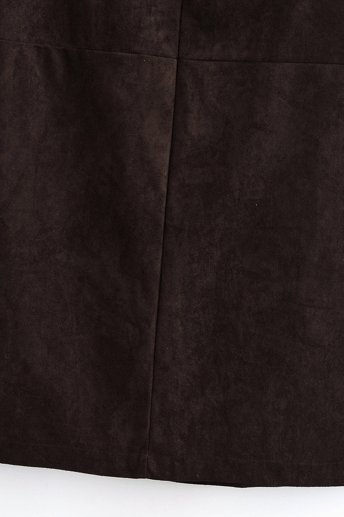 Brown suede langry fashion sheath skirt with front slit and sheen