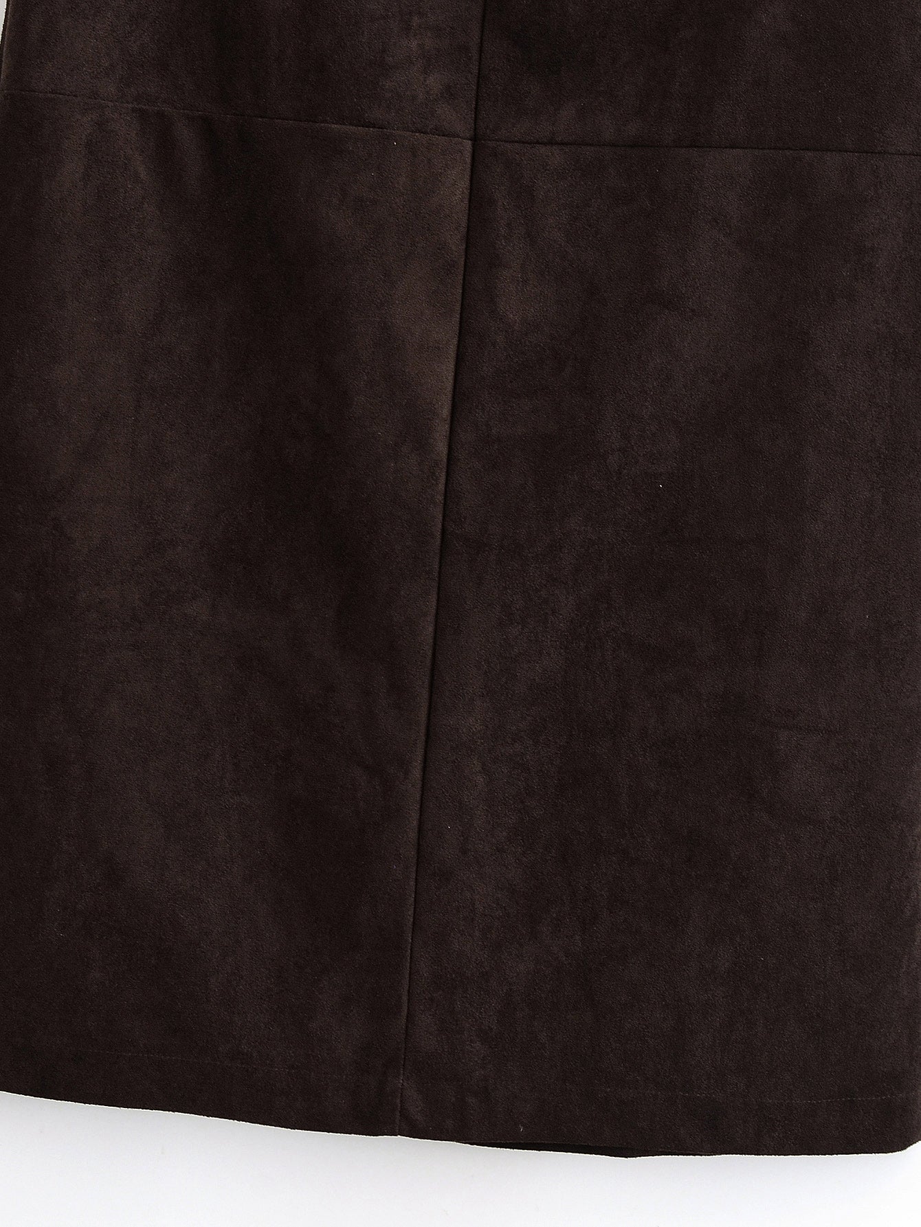 Brown suede langry fashion sheath skirt with front slit and sheen