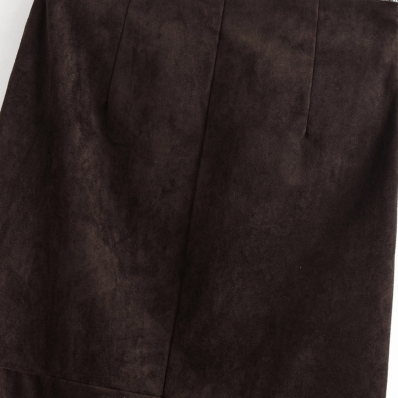 Elegant brown suede langry fashion sheath skirt with pleats and front slit