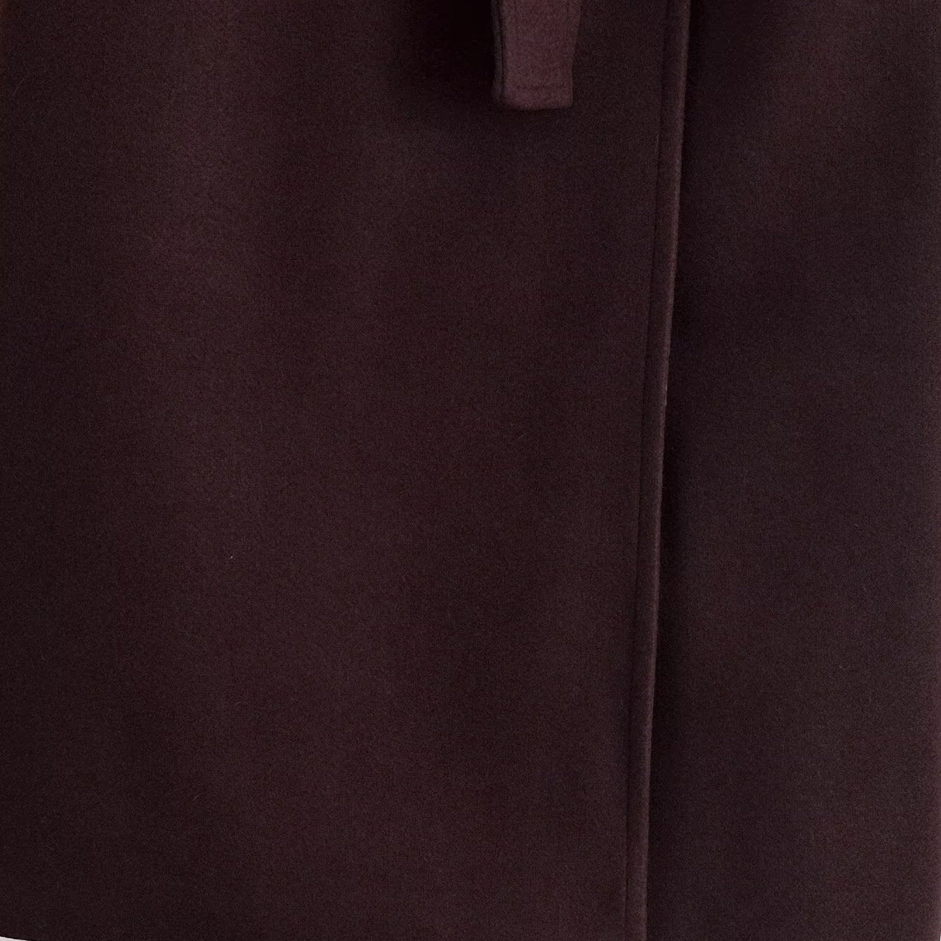 Elegant brown wool Langry fashion overcoat with belt detail