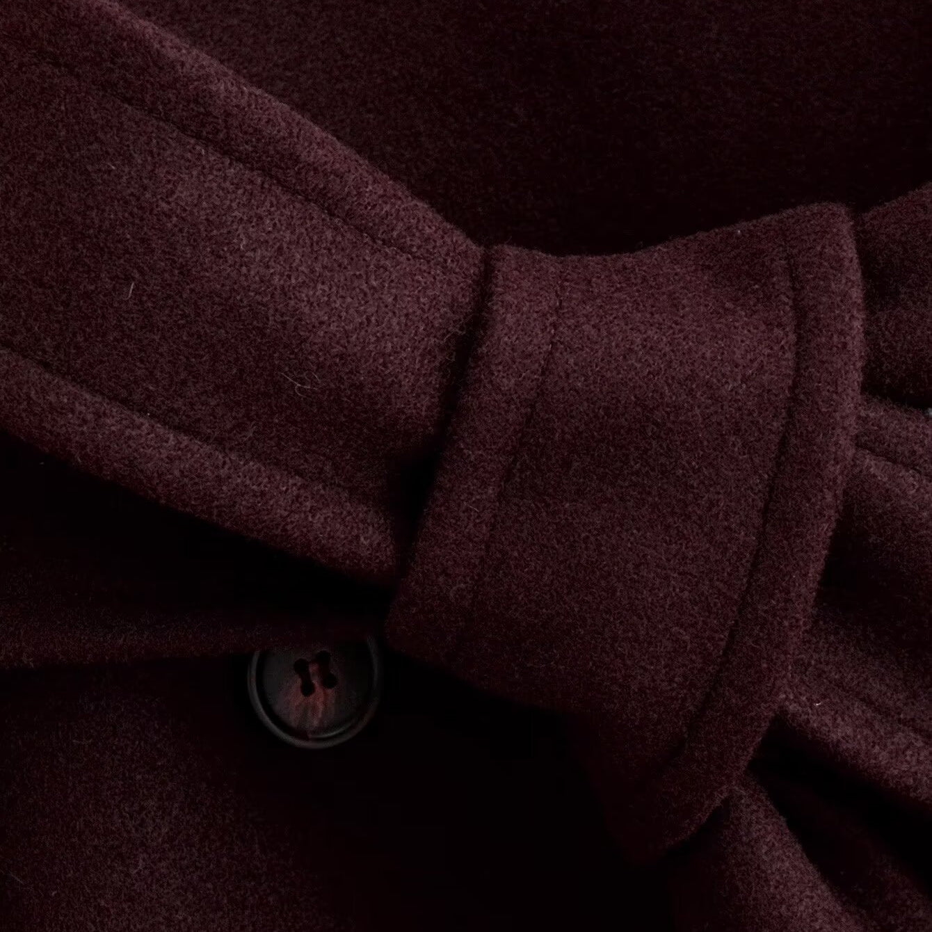 Langry fashion maroon fleece-lined retro woolen overcoat with silver buttons
