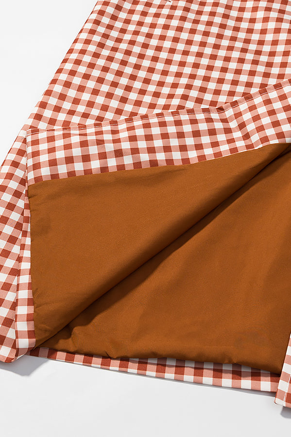 Casual Plaid Trench Coat in langry fashion ملابس with checkered lining