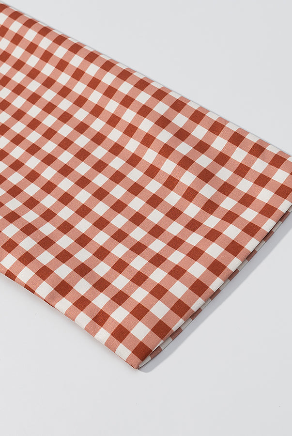 Casual Plaid Trench Coat with red and white gingham table runner, Target fashion