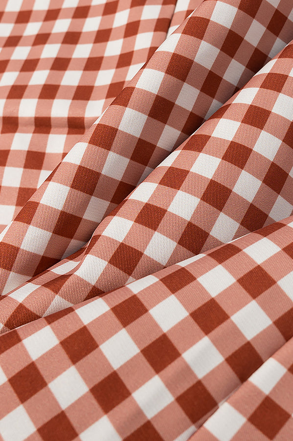 Red and white checkered langry fashion fabric for Casual Plaid Trench Coat