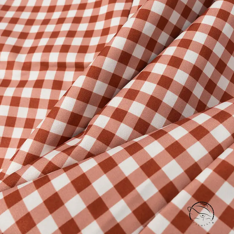 Red and white checkered langry fashion trench coat fabric texture