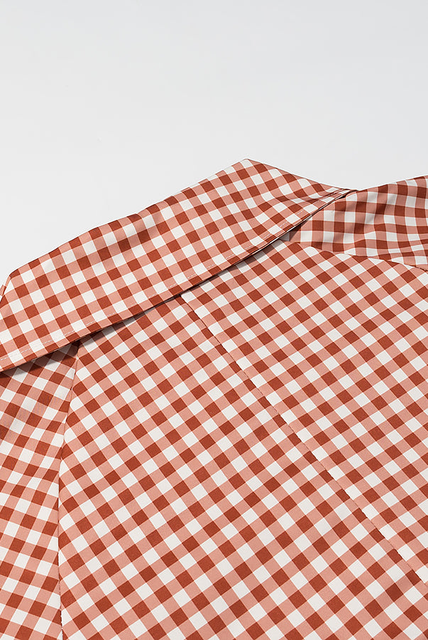 Rust and cream gingham checkered cotton shirt in Langry fashion ملابس
