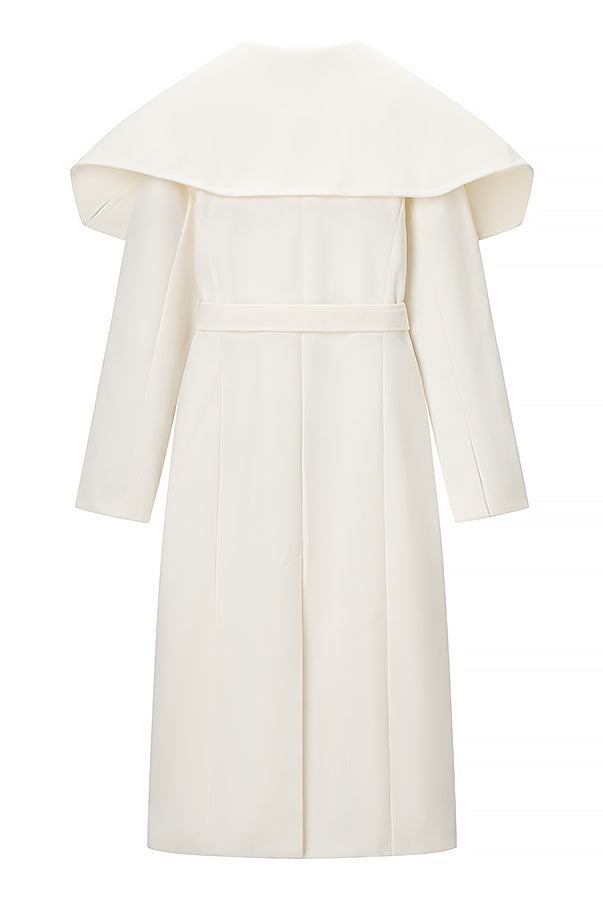 Cozy Langry belt collared woolen coat in cream, fashion ملابس