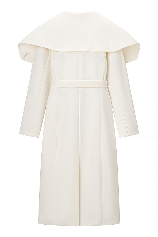 Cozy Langry belt collared woolen coat in cream, fashion ملابس