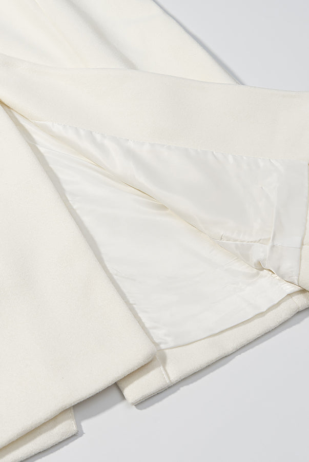 Langry fashion cream-colored silk pajama pants with elastic waistband and side pockets for cozy woolen coat