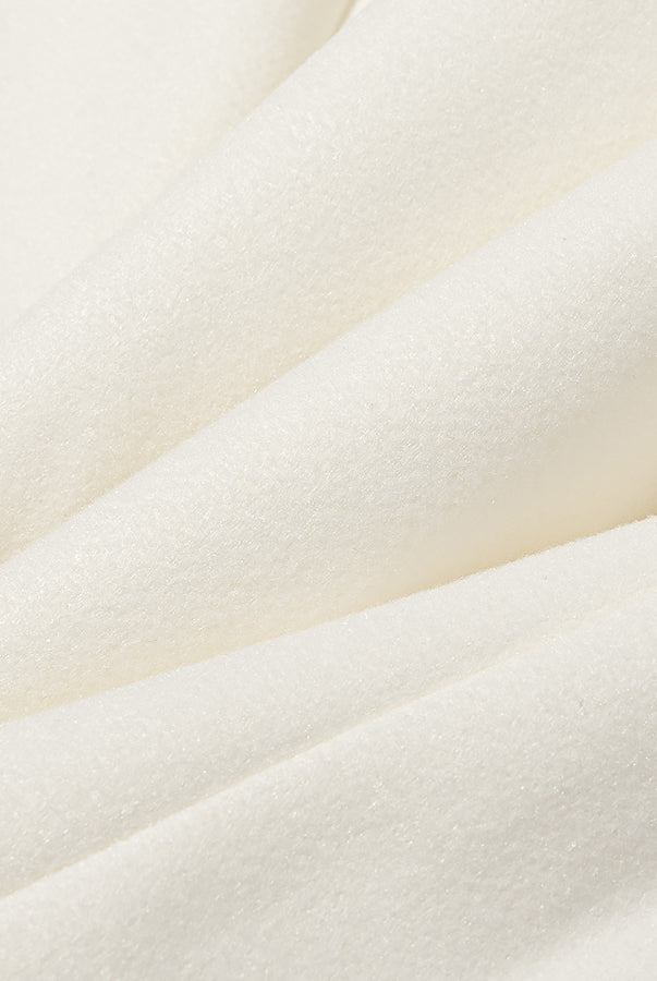 Cozy langry fashion woolen coat with cream-colored plush blanket texture