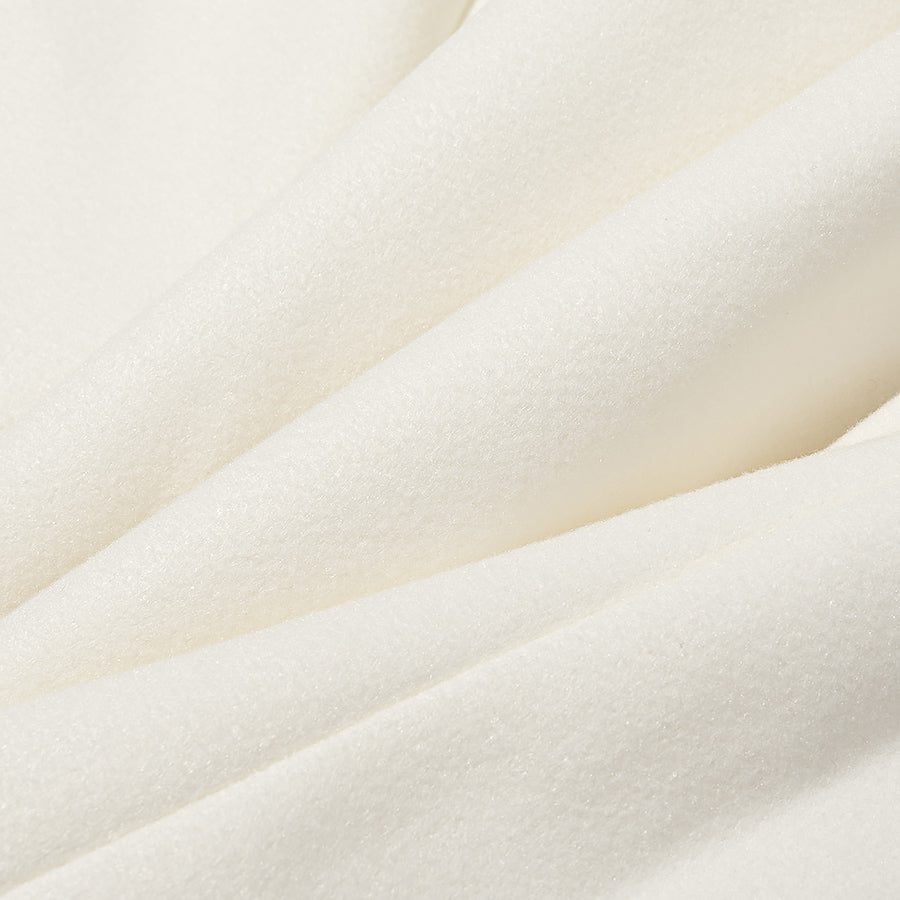 Cozy langry fashion woolen coat with cream-colored plush blanket texture