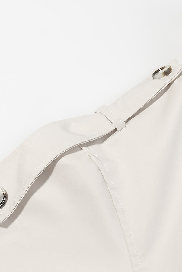 Langry fashion white shirt with silver buttons in windbreaker jacket