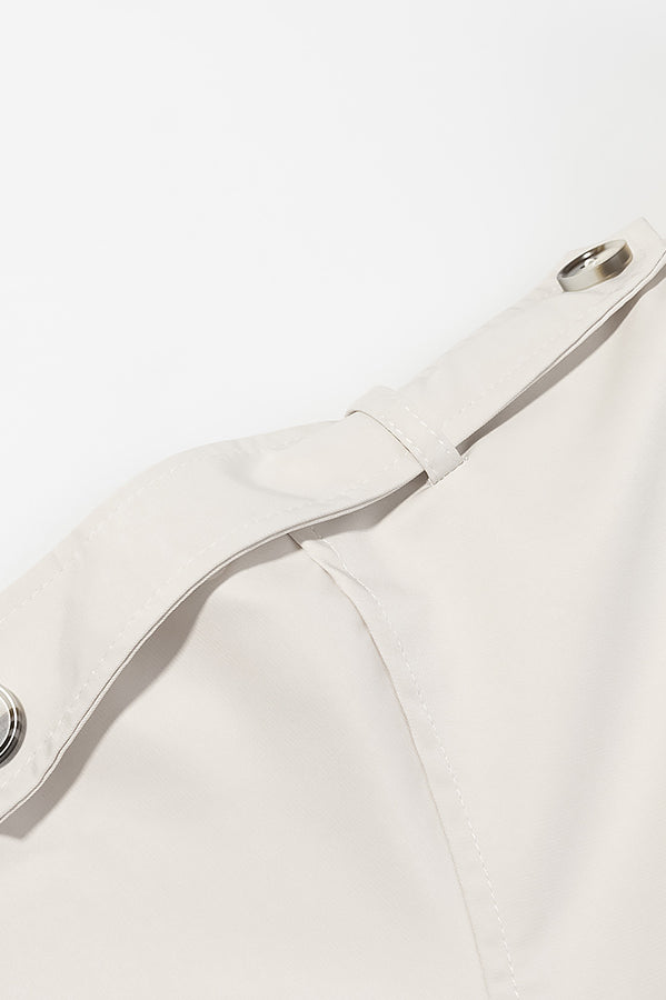 Langry fashion white shirt with silver buttons in windbreaker jacket
