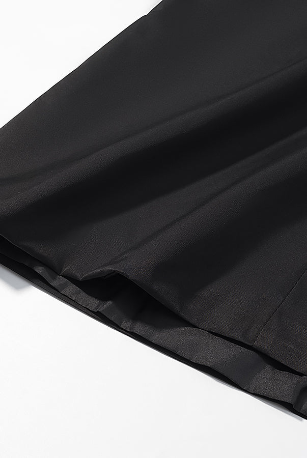 Fashionable langry black pleated skirt with elastic waistband