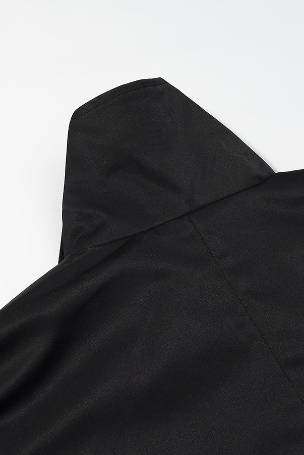 Fashionable black satin langry dress with sweetheart neckline