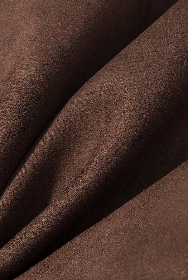 Fall Unique Fur Collar Suede Jacket in langry fashion brown suede