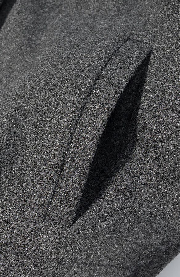 Langry fashion charcoal gray wool blend gloves with ribbed texture